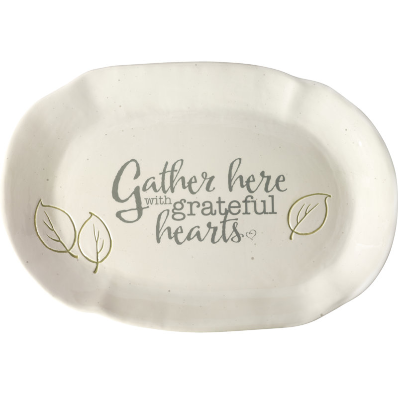 Precious Moments Gather Here with Grateful Hearts Oval Serving Platter